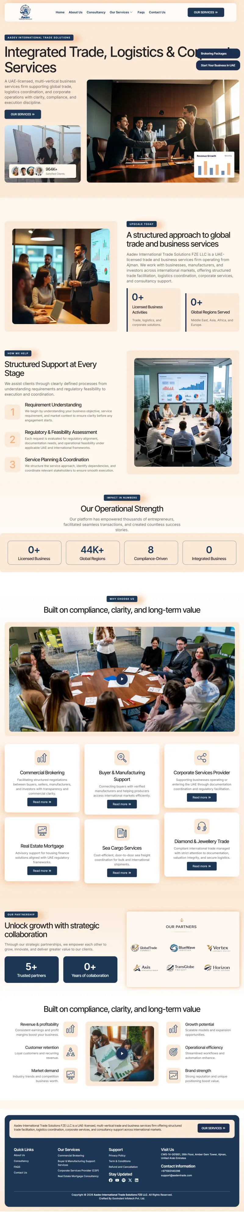 Aadev International Trade Solutions website by Govindani Infotech