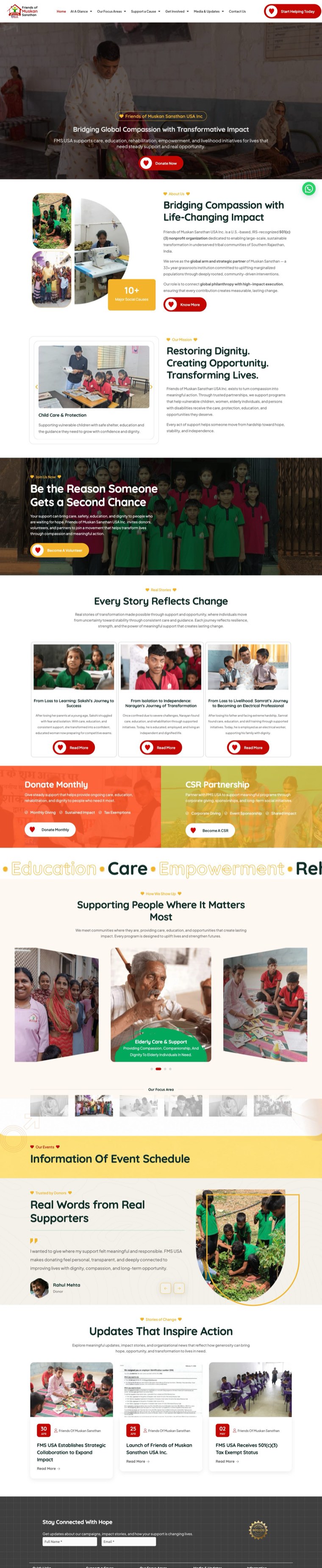 Friends of Muskan Sansthan USA · 501(c)(3) — website by Govindani Infotech